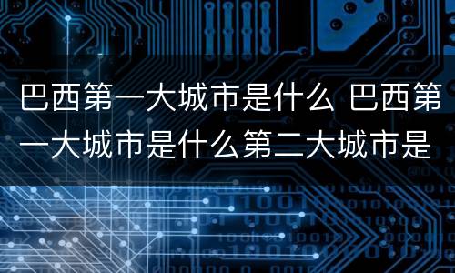 巴西第一大城市是什么 巴西第一大城市是什么第二大城市是什么