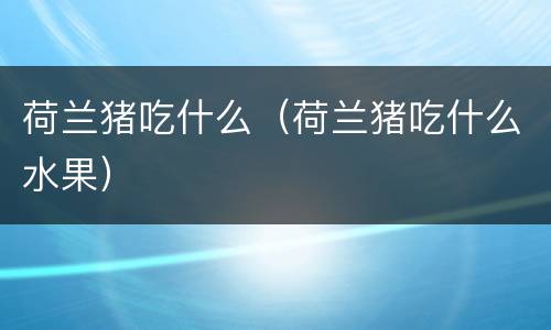 荷兰猪吃什么（荷兰猪吃什么水果）
