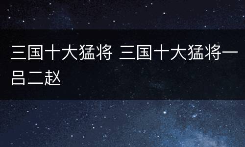 三国十大猛将 三国十大猛将一吕二赵