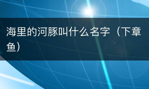 海里的河豚叫什么名字（下章鱼）