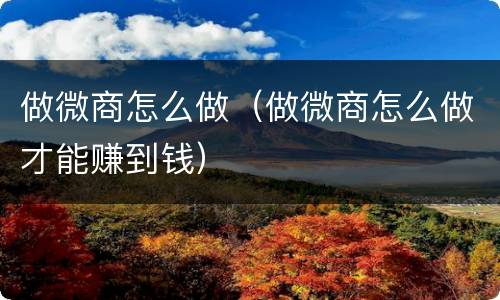 做微商怎么做（做微商怎么做才能赚到钱）