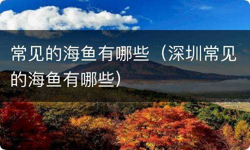 常见的海鱼有哪些（深圳常见的海鱼有哪些）
