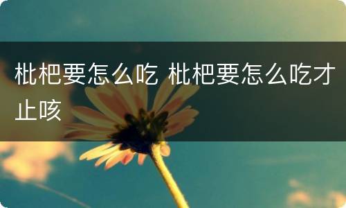 枇杷要怎么吃 枇杷要怎么吃才止咳