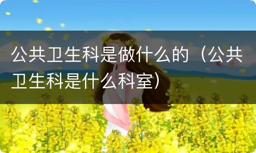 公共卫生科是做什么的（公共卫生科是什么科室）