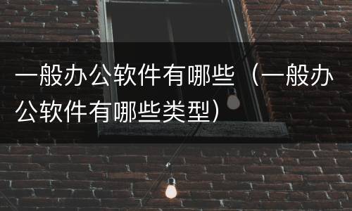 一般办公软件有哪些（一般办公软件有哪些类型）