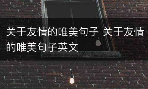 关于友情的唯美句子 关于友情的唯美句子英文