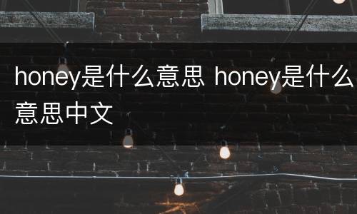 honey是什么意思 honey是什么意思中文