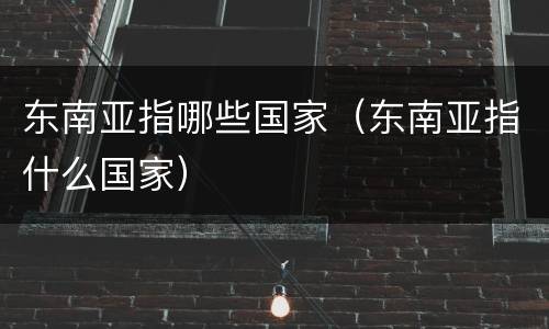 东南亚指哪些国家（东南亚指什么国家）