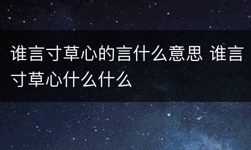 谁言寸草心的言什么意思 谁言寸草心什么什么