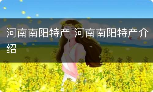 河南南阳特产 河南南阳特产介绍