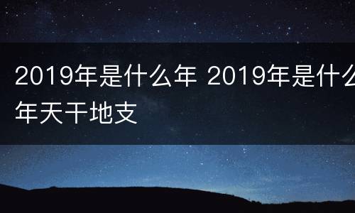 2019年是什么年 2019年是什么年天干地支