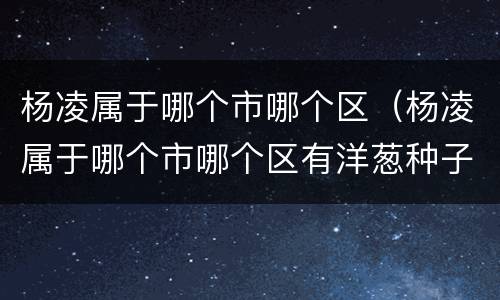 杨凌属于哪个市哪个区（杨凌属于哪个市哪个区有洋葱种子繁育基地吗?）