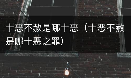 十恶不赦是哪十恶（十恶不赦是哪十恶之罪）