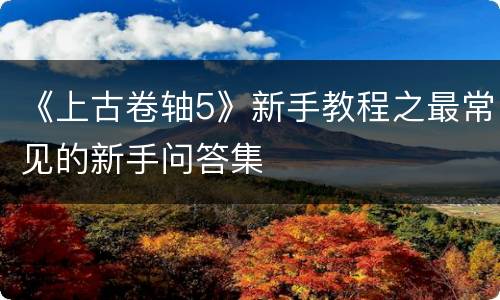 《上古卷轴5》新手教程之最常见的新手问答集