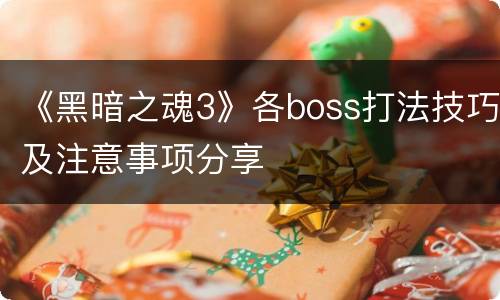 《黑暗之魂3》各boss打法技巧及注意事项分享