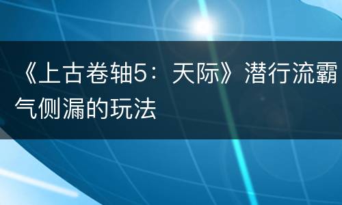 《上古卷轴5：天际》潜行流霸气侧漏的玩法
