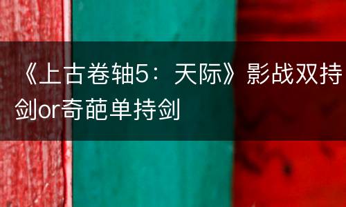 《上古卷轴5：天际》影战双持剑or奇葩单持剑