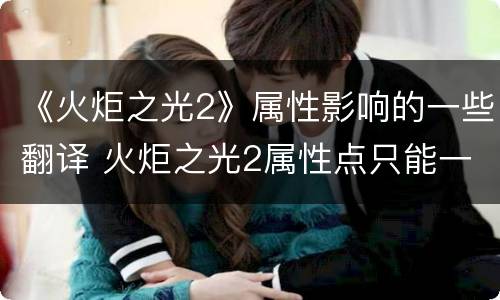 《火炬之光2》属性影响的一些翻译 火炬之光2属性点只能一下一下点吗