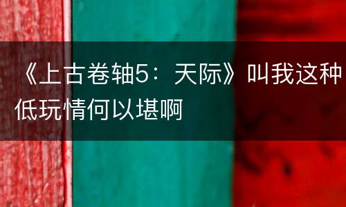 《上古卷轴5：天际》叫我这种低玩情何以堪啊