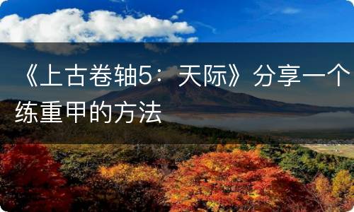 《上古卷轴5：天际》分享一个练重甲的方法