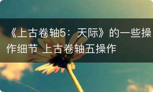 《上古卷轴5：天际》的一些操作细节 上古卷轴五操作
