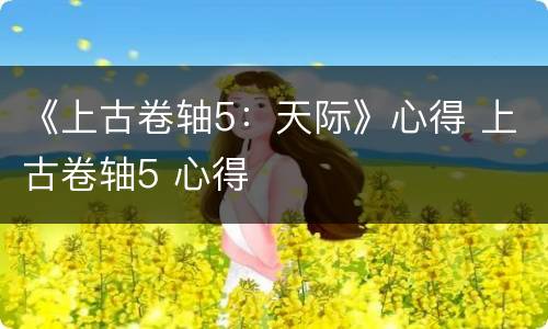 《上古卷轴5：天际》心得 上古卷轴5 心得