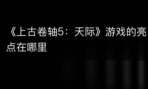 《上古卷轴5：天际》游戏的亮点在哪里