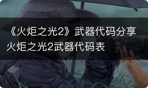 《火炬之光2》武器代码分享 火炬之光2武器代码表