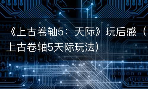 《上古卷轴5：天际》玩后感（上古卷轴5天际玩法）