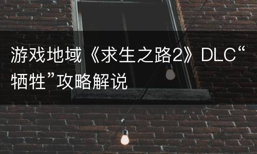 游戏地域《求生之路2》DLC“牺牲”攻略解说