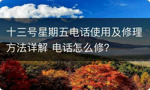 十三号星期五电话使用及修理方法详解 电话怎么修？