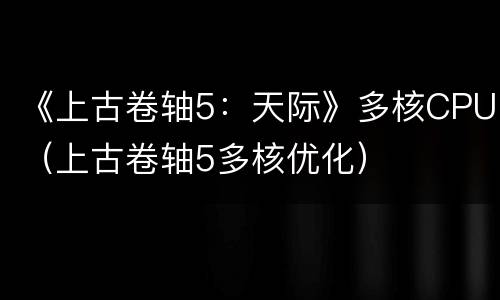《上古卷轴5：天际》多核CPU（上古卷轴5多核优化）
