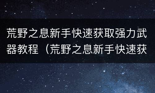 荒野之息新手快速获取强力武器教程（荒野之息新手快速获取强力武器教程）