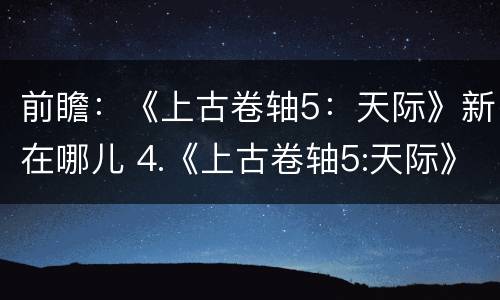 前瞻：《上古卷轴5：天际》新在哪儿 4.《上古卷轴5:天际》