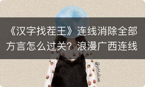 《汉字找茬王》连线消除全部方言怎么过关？浪漫广西连线通关攻略技巧