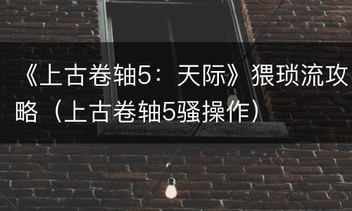 《上古卷轴5：天际》猥琐流攻略（上古卷轴5骚操作）