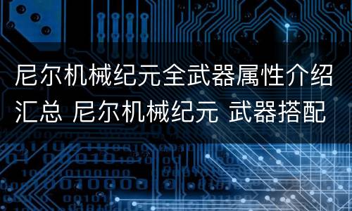 尼尔机械纪元全武器属性介绍汇总 尼尔机械纪元 武器搭配组合