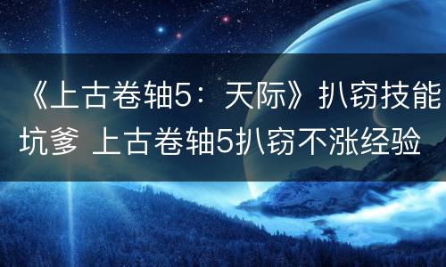 《上古卷轴5：天际》扒窃技能坑爹 上古卷轴5扒窃不涨经验