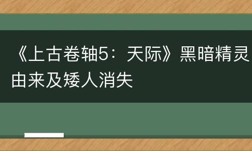 《上古卷轴5：天际》黑暗精灵由来及矮人消失