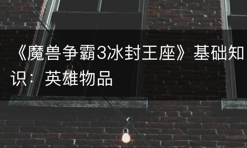 《魔兽争霸3冰封王座》基础知识：英雄物品