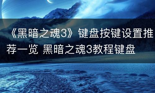《黑暗之魂3》键盘按键设置推荐一览 黑暗之魂3教程键盘