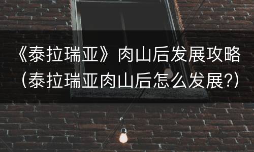 《泰拉瑞亚》肉山后发展攻略（泰拉瑞亚肉山后怎么发展?）