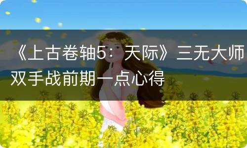 《上古卷轴5：天际》三无大师双手战前期一点心得