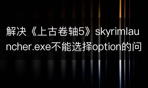 解决《上古卷轴5》skyrimlauncher.exe不能选择option的问题
