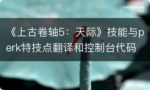 《上古卷轴5：天际》技能与perk特技点翻译和控制台代码