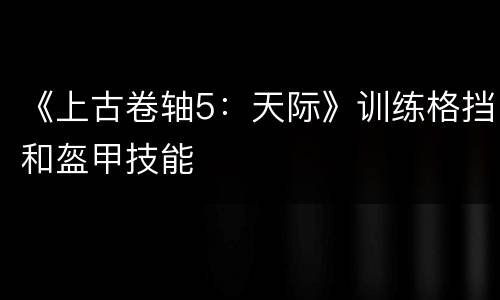 《上古卷轴5：天际》训练格挡和盔甲技能