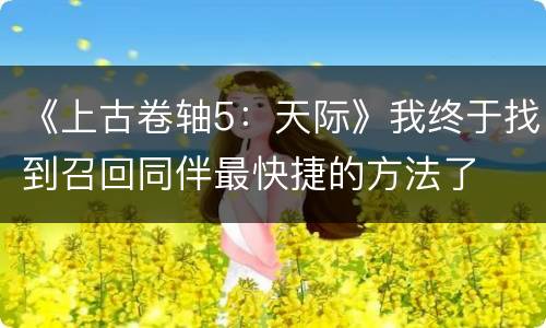 《上古卷轴5：天际》我终于找到召回同伴最快捷的方法了