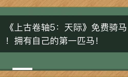 《上古卷轴5：天际》免费骑马！拥有自己的第一匹马！