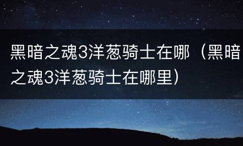 黑暗之魂3洋葱骑士在哪（黑暗之魂3洋葱骑士在哪里）