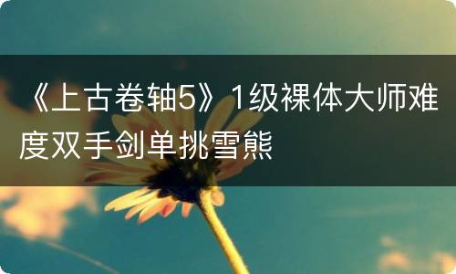 《上古卷轴5》1级裸体大师难度双手剑单挑雪熊